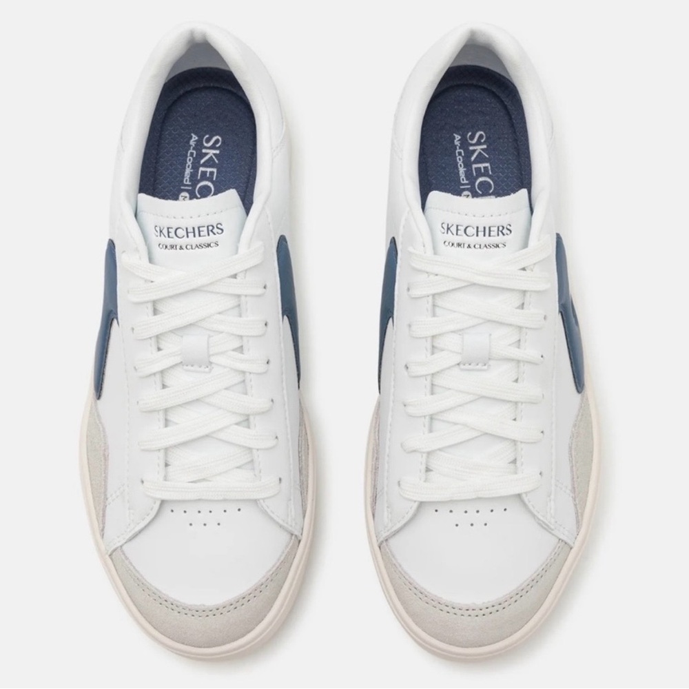 Skechers White and Blue Sneakers - Picture 3 of 6
